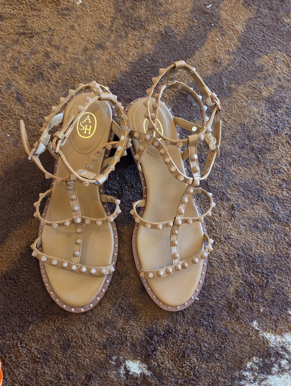 Nwot ASH Cage Heel Nude Studded Sandals